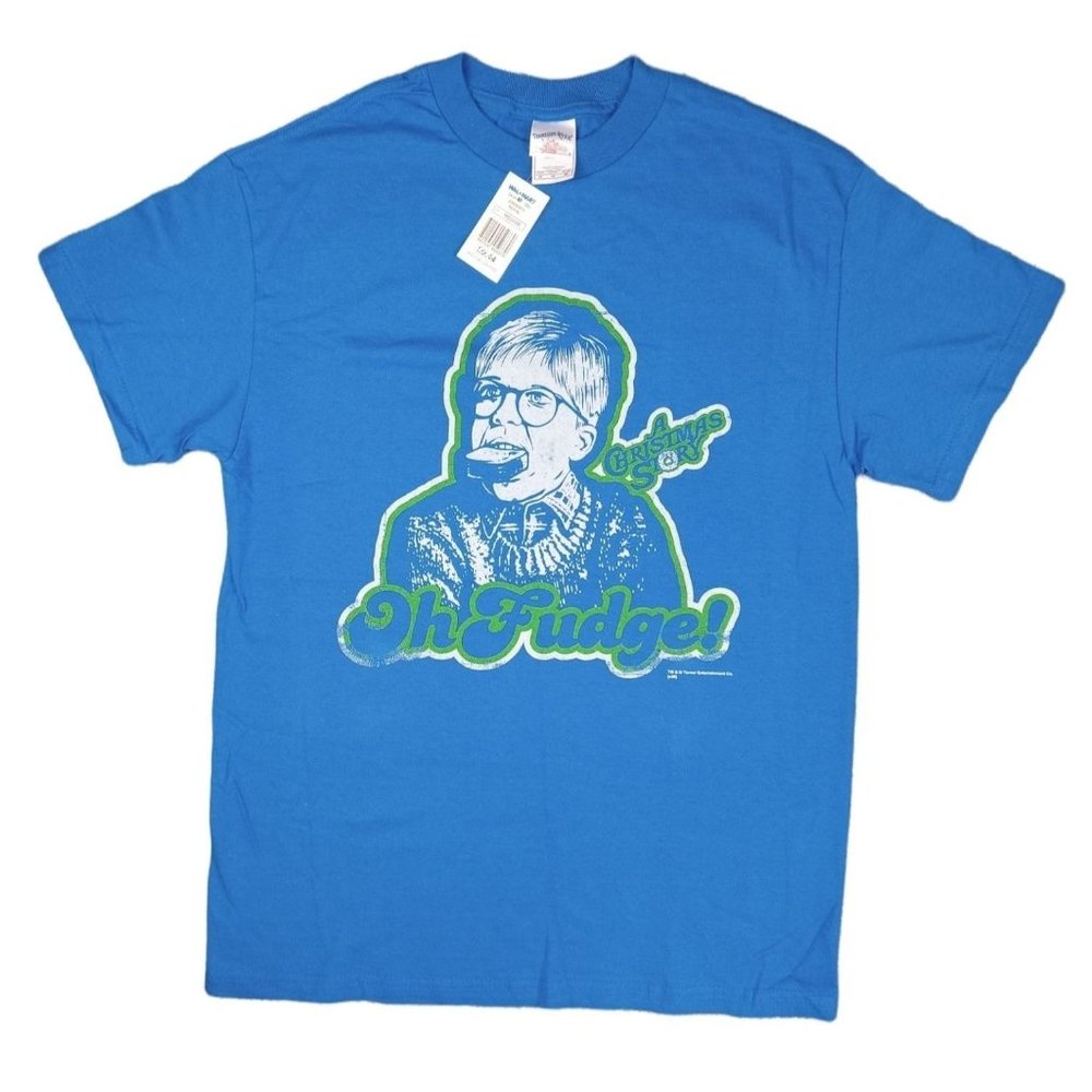 Vintage Christmas Story Tee Shirt Ralphie Blue New Men's Medium Deadstock Fudge